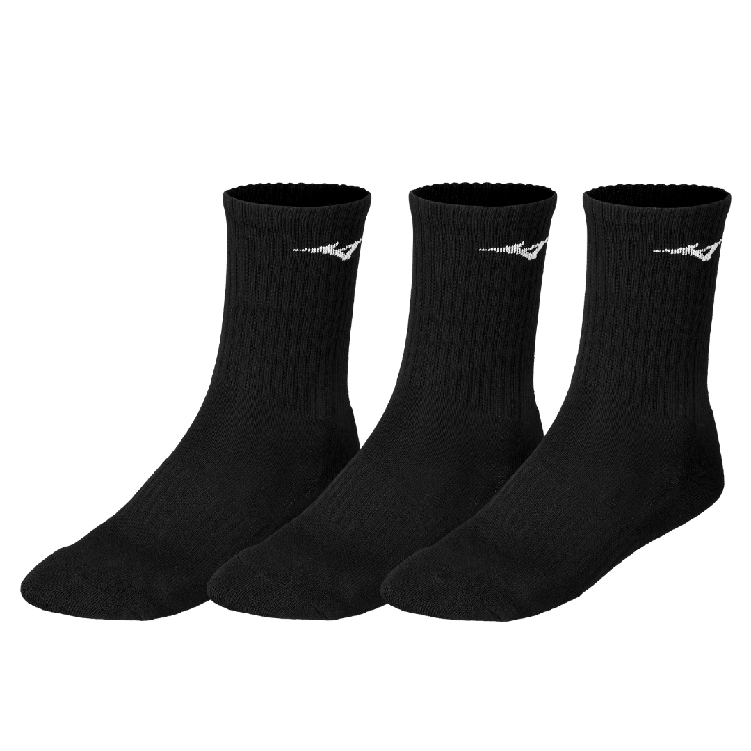 MIZUNO TRAINING SOCKS UNISEX Black Pack of 3pairs