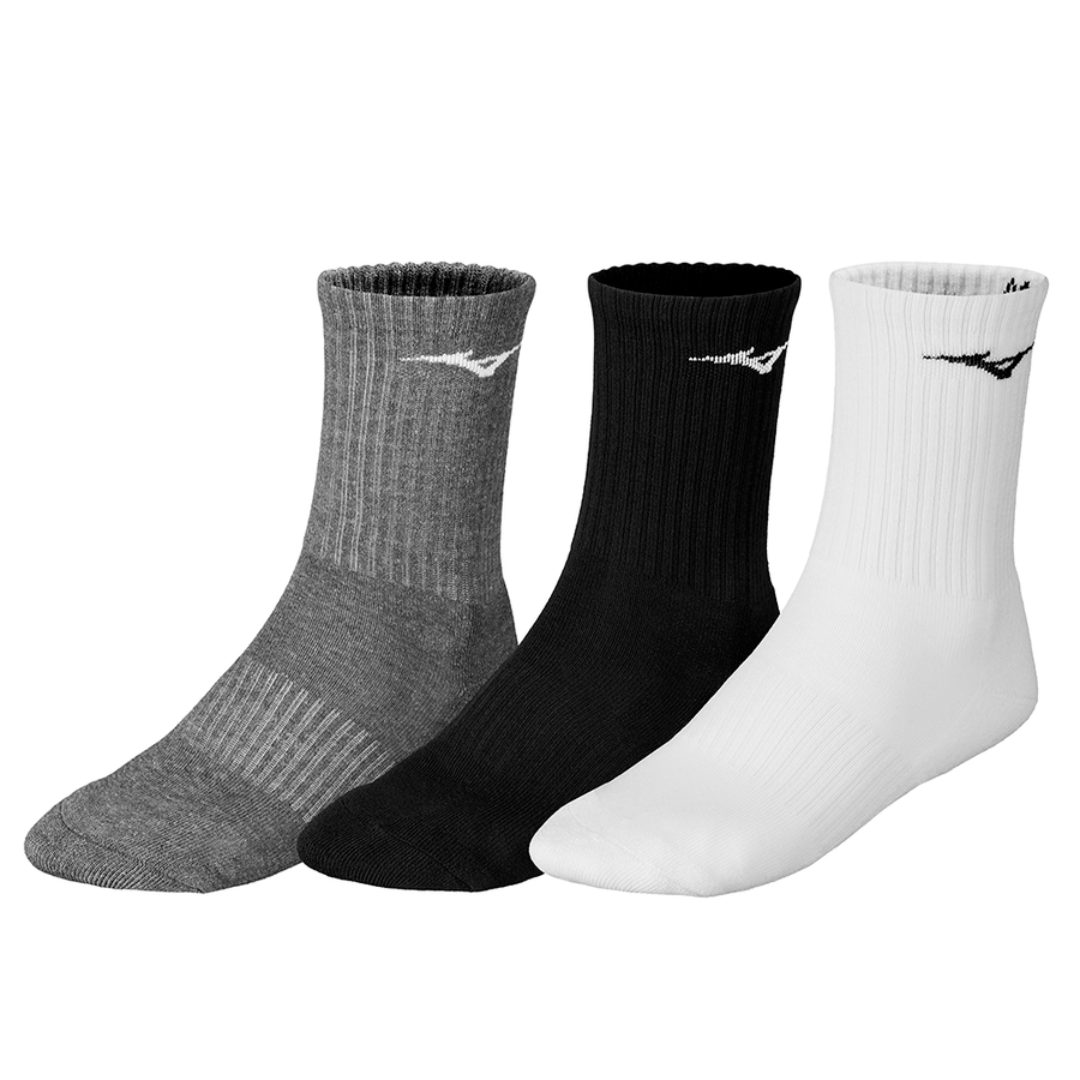 MIZUNO TRAINING SOCKS UNISEX White/Black/Melange Pack of 3pairs